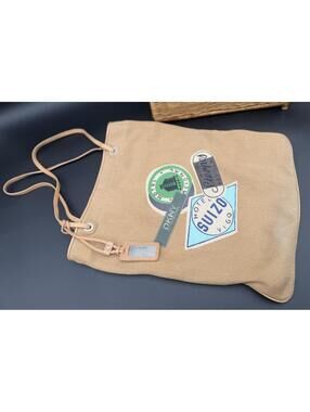 👜✨ Vintage Y2K. DKNY Canvas Travel Patch Tote Bag Boho✨👜